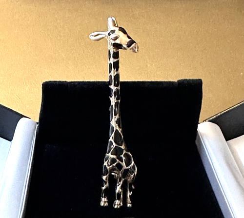 Vintage Carolee Signed Gold With Black Enamel Giraffe Brooch 4.17" Long - Picture 6 of 10