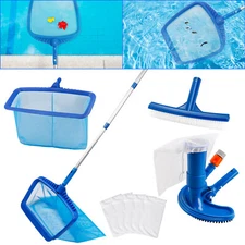 Pool Cleaning Tool Leaf Skimmer Flat Deep Bag Rake Net Leaves Mesh Pole Net Kits