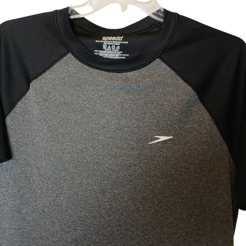 Speedo Mens XL Gray & Black Block Short Sleeve Shirt Swish 100% Polyester #D-40 - Picture 5 of 5