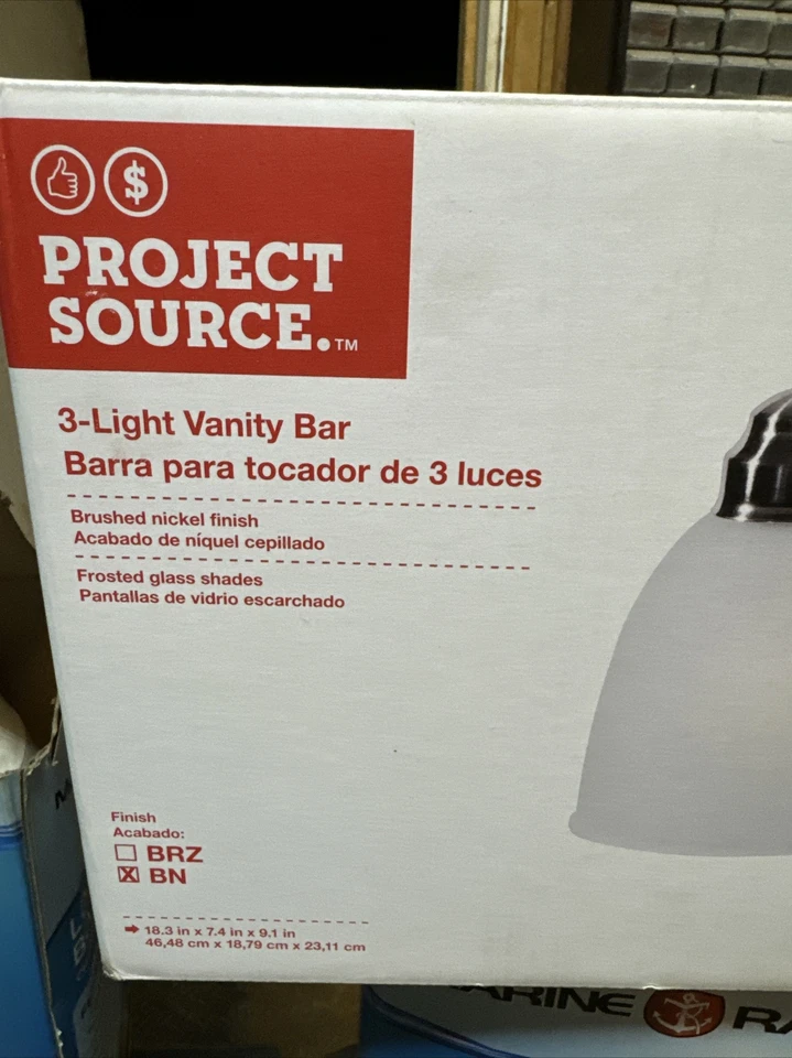 NUEVO Project Source #1362639 3 barras de luz-níquel cepillado-blanco vidrio de leche Wynfield Foto 2 de 4