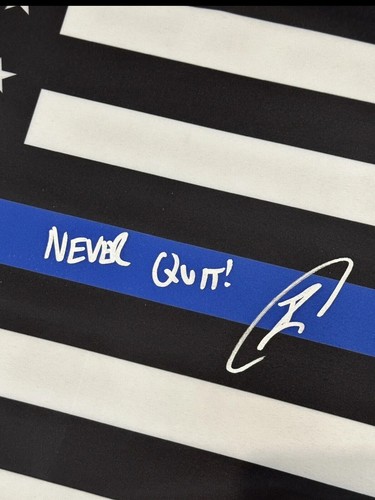 Navy SEAL Robert O’Neill Signed 18x30 Thin Blue🗽Police Flag Bin Laden PSA🇺🇸 - Picture 2 of 4