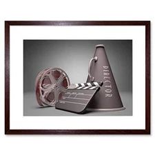 Wee Blue Coo Photo Film Director Equipment Clapperboard Reel Megaphone Framed Wa
