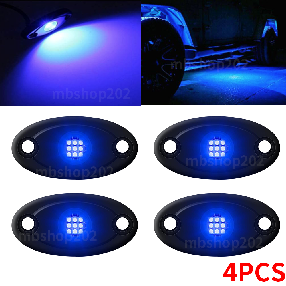 Fit Can Am Maverick X3 Max UTV Blue LED Rock Lights Underglow 4Pods