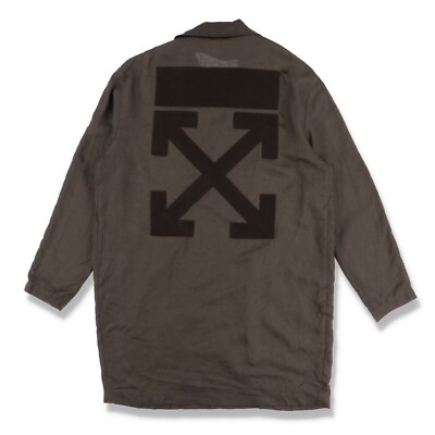 Off-White x Mr Porter Brown Arrows Work Trench Linen Trench Coat Size 44  (XS) UK