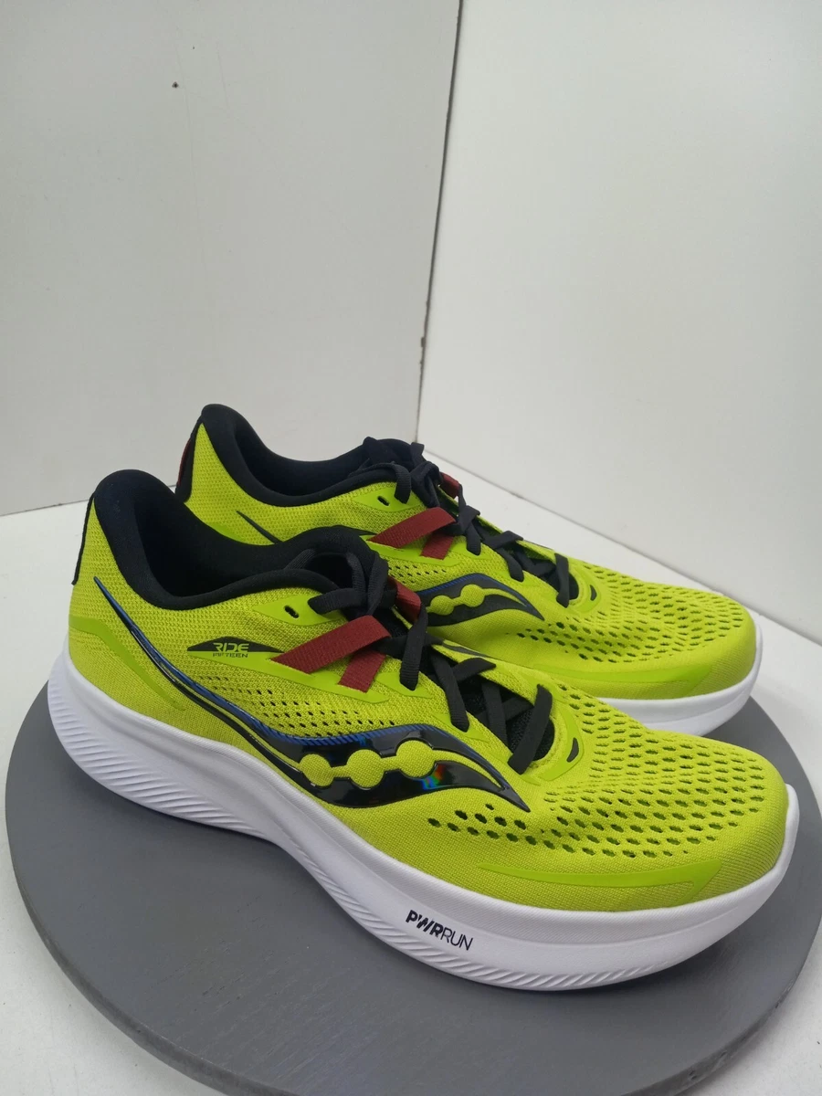 Saucony Ride 15 Bright Green Acid Lime Running Shoes Mens Sz 9