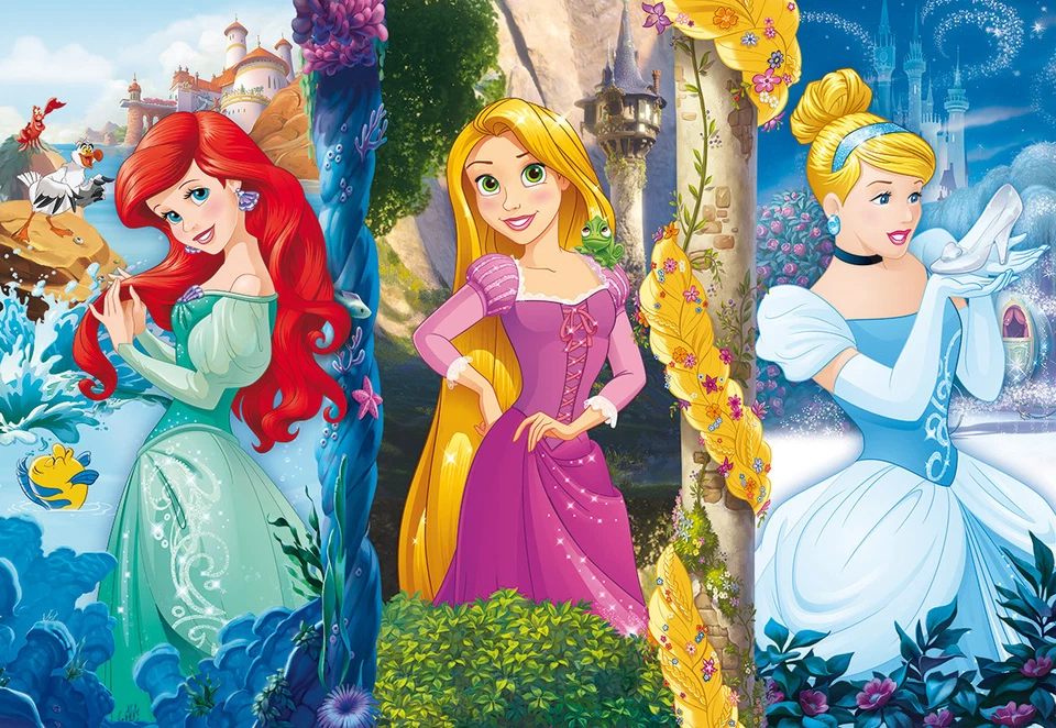 PUZZLE PRINCIPESSE Disney ARIEL RAPUNZEL CENERENTOLA CLEMENTONI 26416 maclama - Immagine 4 di 4