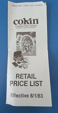 COKIN Creative Filter System Retail Price List Vintage 1983 Photo Photography