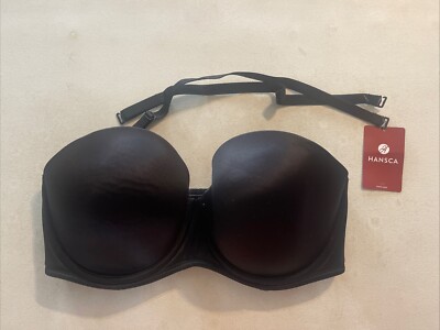 Hansca Women's Strapless Underwire Bra Convertible Multiway Black 32DDD ...