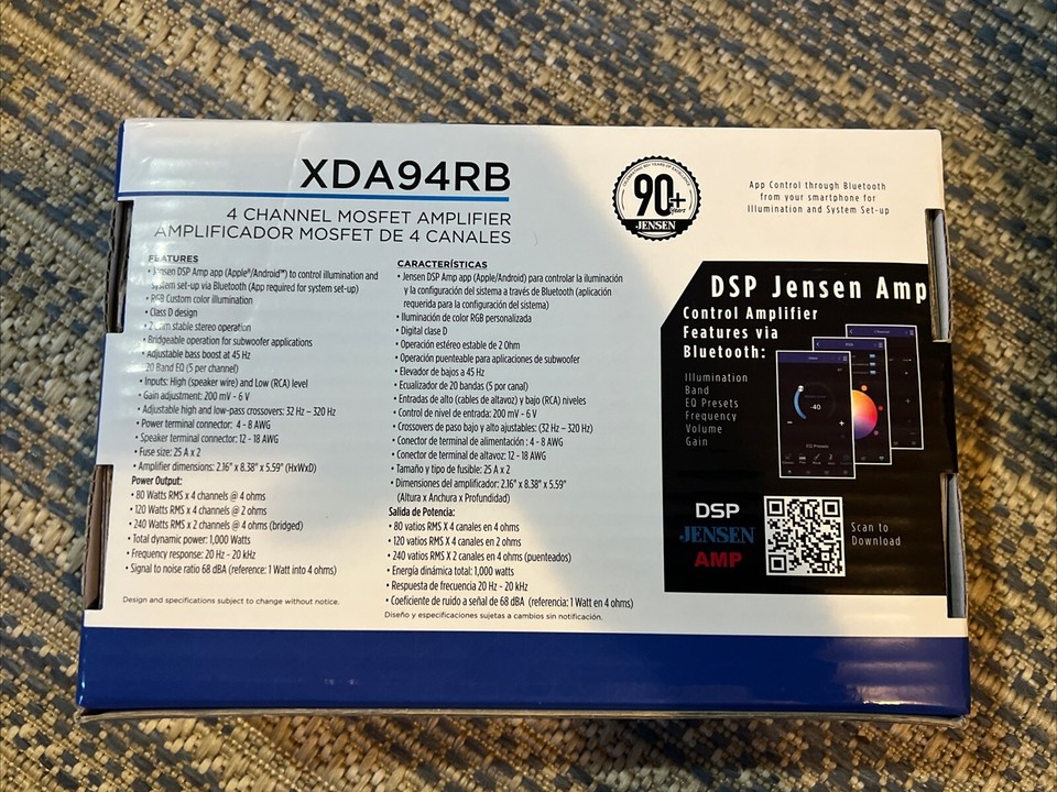 Jensen XDA94RB 4 Channel MOSFET 1000 Watt Amplifier Black