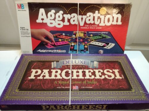 Vintage 1989 Milton Bradley Aggravation & Parcheesi Deluxe Board Games SEE PICS