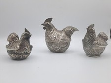 3 Silberdosen Deckeldose Huhn Henne Hahn Silber  Asien  Betelnuss Pillendose 