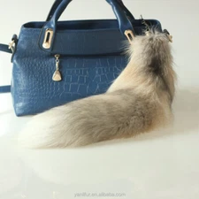 Real Golden Island Fox Fur Tail Keychain Bag Charm Bag Accessories Cosplay Toys