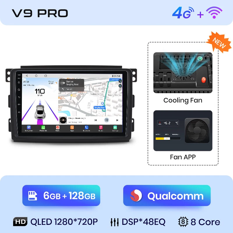 9" Autoradio für Benz Smart Fortwo 451 2005-2010 carplay android auto 6+128 4G - Bild 4 von 4