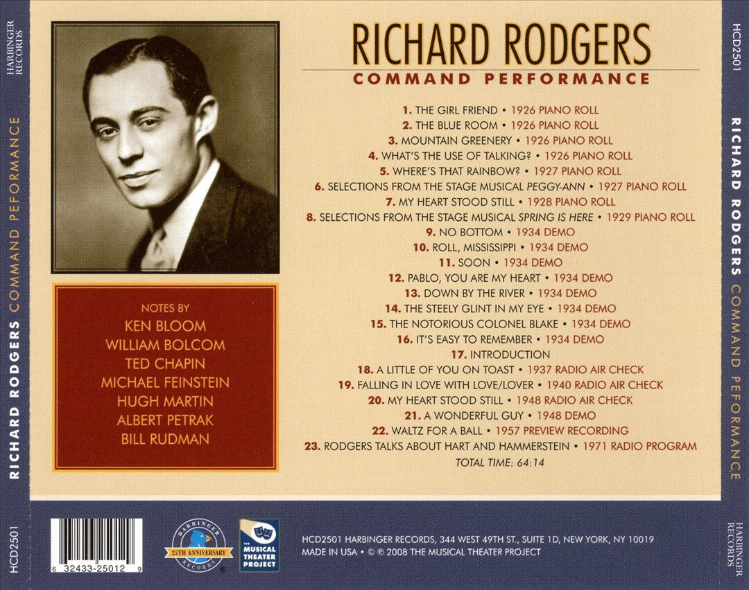 RICHARD RODGERS COMMAND PERFORMANCE NEW CD