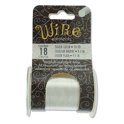 BeadSmith Silver Plated 18 Gauge Craft Wire Elements - 10 Yard Spool