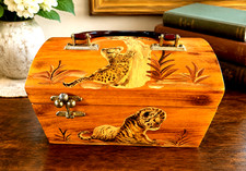 Extremely Rare Vintage 60-70s  Signed Vicki Jean Decoupage Wooden Box Purse