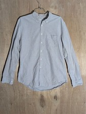 uniqlo button up shirt mens size L slim fit long sleeve collard pocket gray