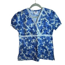 WHITE CROSS FLORAL SCRUB TOP NEW WOMEN'S SIZE XS