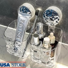 Suction Cup Toothbrush Holder Wall Mounted No Drill Bathroom Storage Rack New