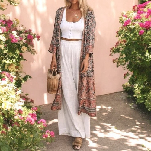 Spell Robe Kimono OS Free Size Jasmine Midi Length Sleeve Cardi Boho Dress