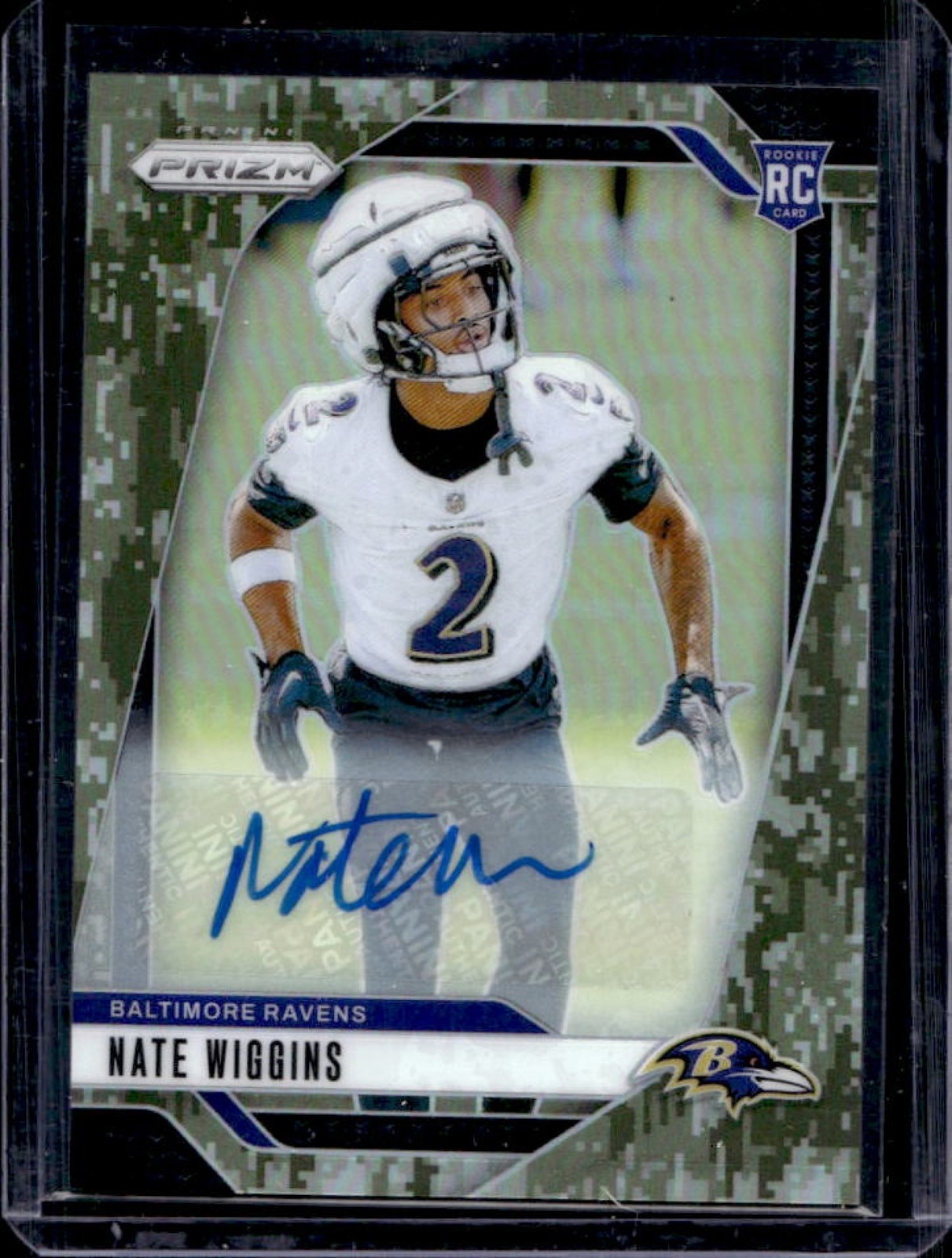 2024 Prizm Nate Wiggins Auto RC Camo Rookie #22/25 Ravens