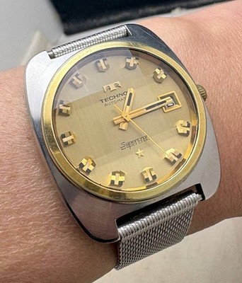 Technos Supercron 70s Automatic Men's Watch 9-Faceted Glass Used