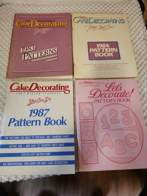 Lot of 4 Vintage Wilton Cake Decorating Pattern Books 1983 1984 1987 1988