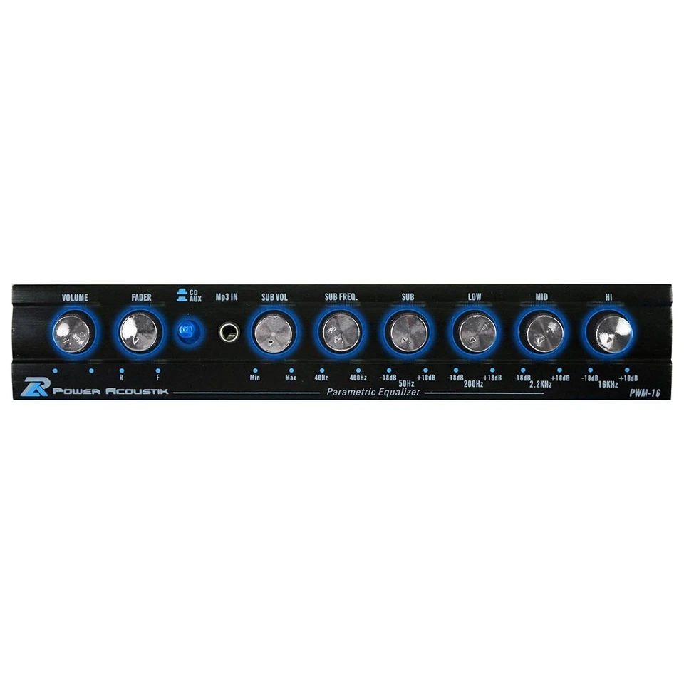POWER ACOUSTIK 4-BAND GRAPHIC EQUALIZER HALF-DIN CAR EQ w/ PRE-AMP & SUB CONTROL - Image 4 of 4