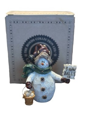 Boyds Bear Carvers Choice JR Fairbanks Rustic Snowman w Sign & Bucket Fig 370105