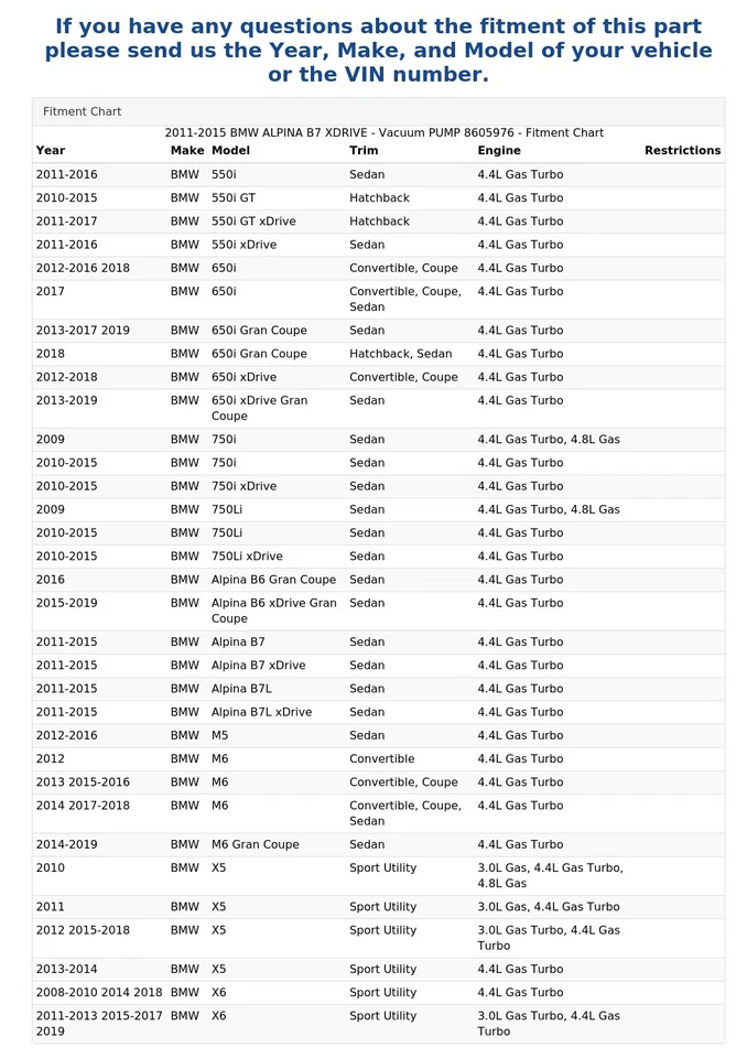 2011-2015 BMW ALPINA B7 XDRIVE - вакуумный насос 8605976 - Изображение 4 из 4