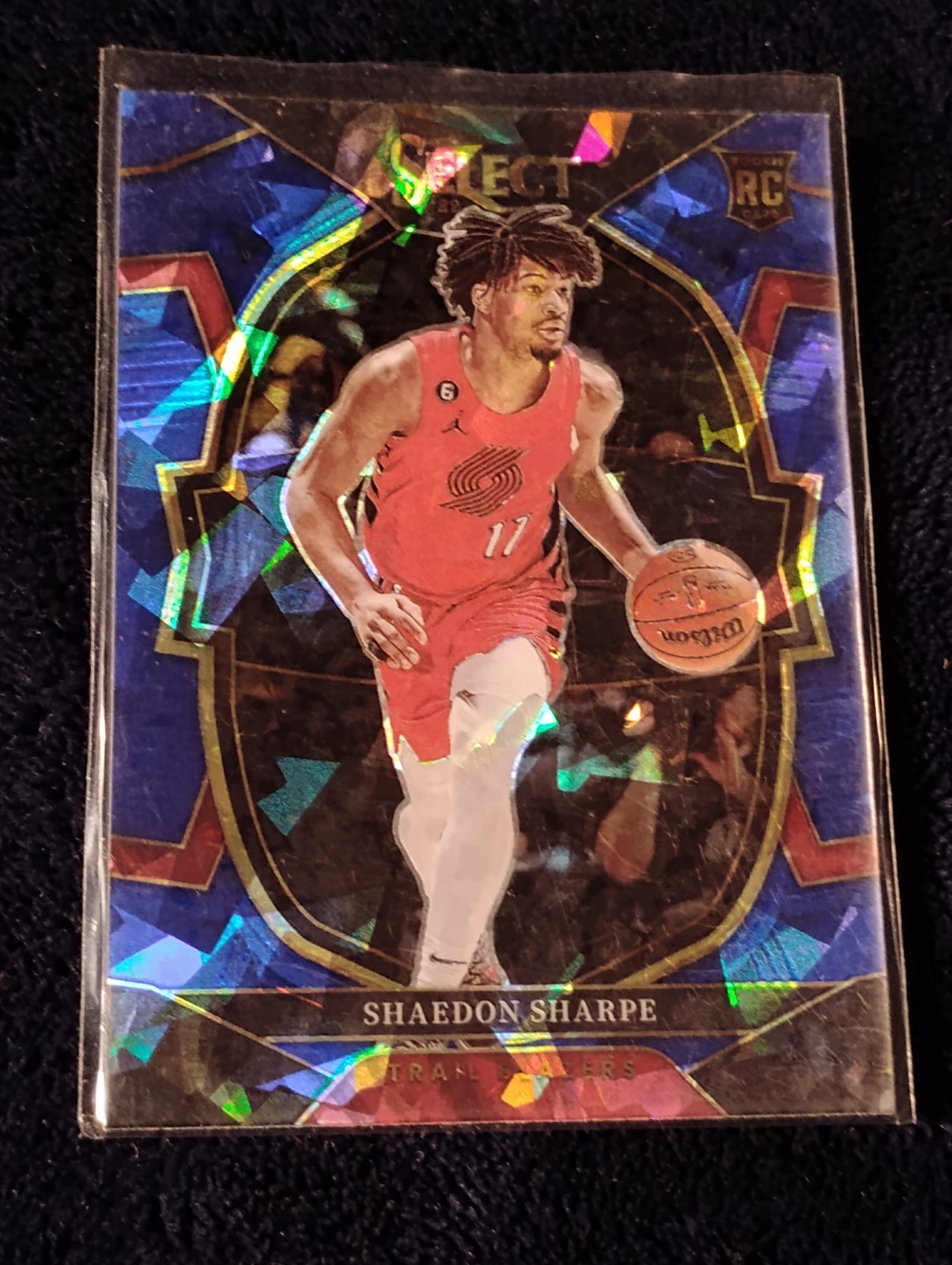 2022-23 Panini Select - Concourse Shaedon Sharpe #71 Blue Cracked Ice Prizm (RC)