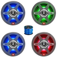 4x JBL Club Marine 6.5" 225W Max High-Performance Marine RGB LED Speakers, Wire