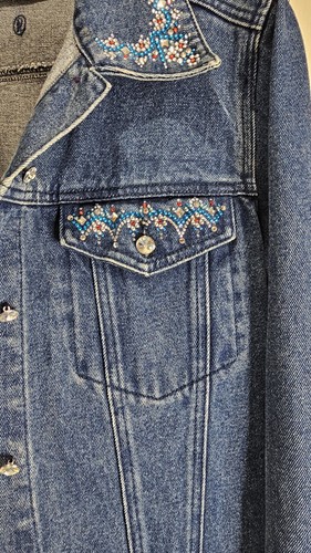 Vintage Christine Alexander Größe M 100% Baumwolle Jeansjacke Damen Strass / - Bild 5 von 12