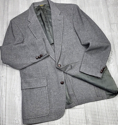 VTG Palm Beach Gray Blazer 100% Camel Hair Jacket 42 Men 2 Leather Button Soft