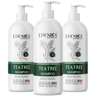 Edenika 3 Pack Tea Tree Shampoo Clarifying Scalp Buildup Control Value Set