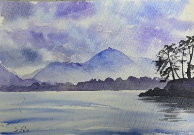 Derwent Water Causey Pike. Original Aquarell Gemälde.  Von Simon Fife 