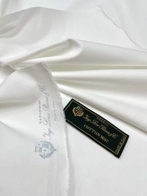 LORO PIANA reinweißer Anzugstoff COTTON WAY Stretch Twill 1,75/3,50 Meter