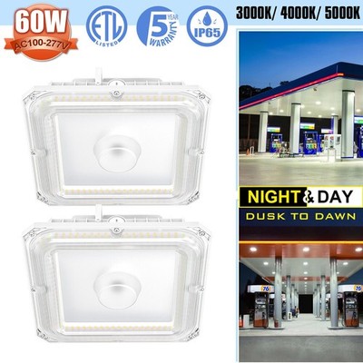 2 Pack LED Canopy Light 60W 8100LM Gas Station Parking Lot Fixture 4.5K/5K/5700K
