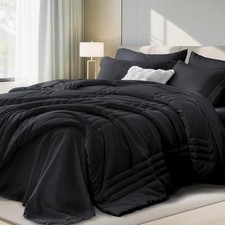 Comforter Set - Bed in a Bag Size 7 Pieces, Soft Bedding Set for Queen Black