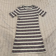 MADEWELL Red White Blue G7948 Ribbed Lawton Stripe Mini Dress Size M Medium