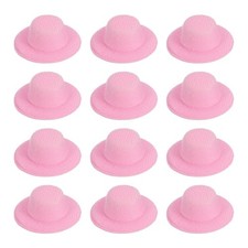 12Pack 1.6 Inch Mini Formal Hats Miniature Doll Hats for Crafts Bright Pink