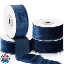 Preboun 4 Rolls Christmas Velvet Ribbon for Gift Wrapping 24 Yards Total Fray