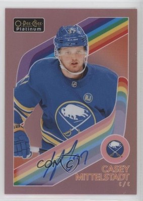 2023-24 O-Pee-Chee Platinum Retro Red Rainbow Casey Mittelstadt #R-27 Auto 1p1m