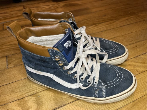 Scarpe sneakers skateboard uomo Vans Sk8 hi top pelle blu 721356 taglia 10