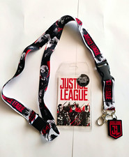 Justice League Clear ID Badge Holder Lanyard Batman Flash Superman, Black