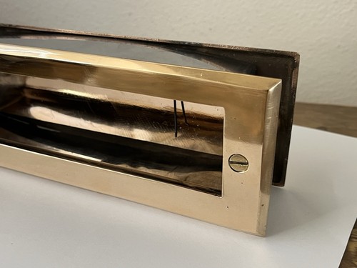 Vintage Bronze 9” X 2” Double Sided Door Mount Mail Letter Slot w Flap - Picture 9 of 13