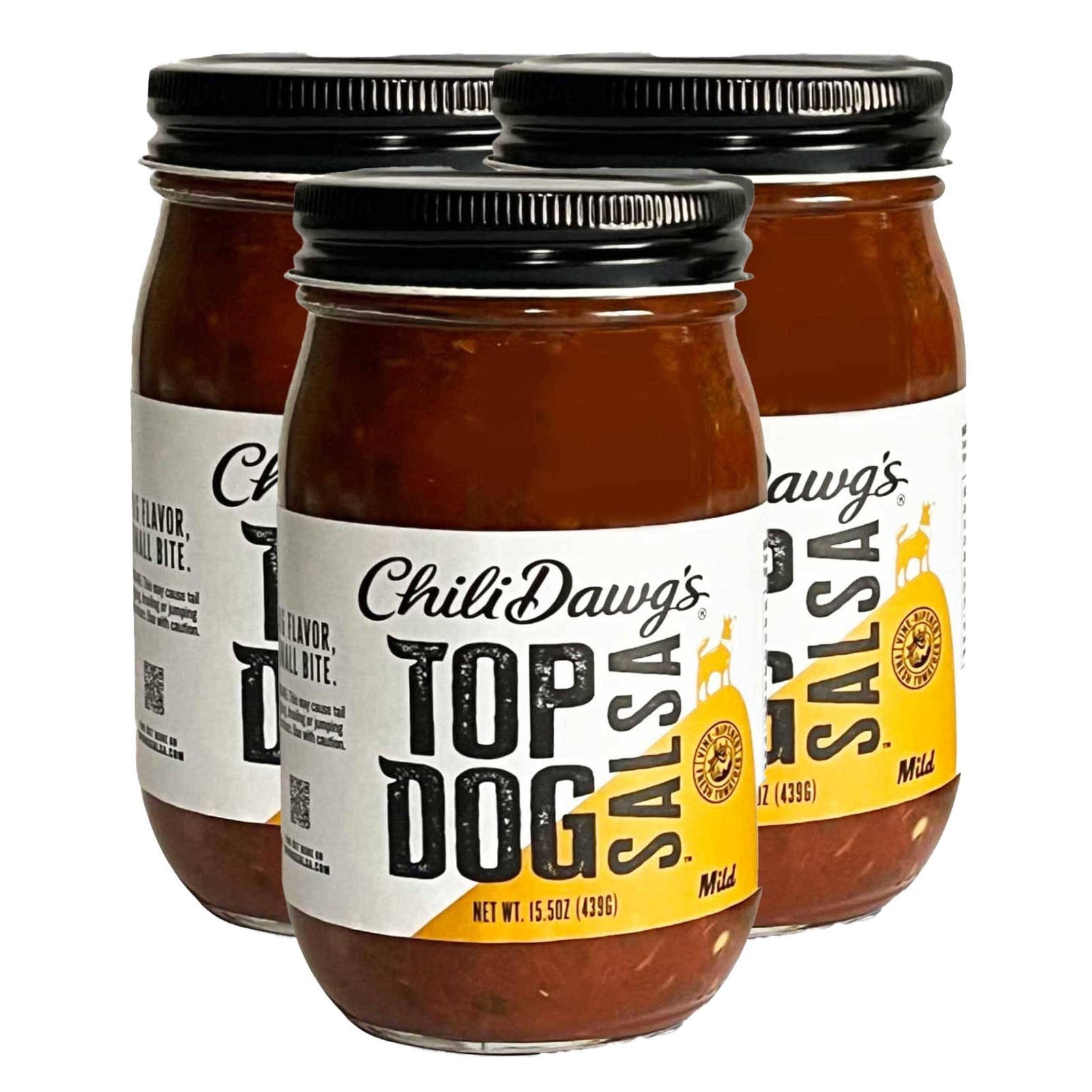 Salsa suave | Top Dog | Paquete de 3 | 15,5 oz | Chili Dawg's Foods of Fire