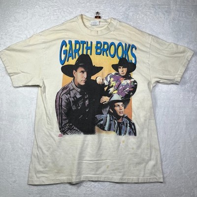 Hanes Beefy T Shirt Men Large Beige Cotton Pre Shrunk Troyal Garth Brooks Singer