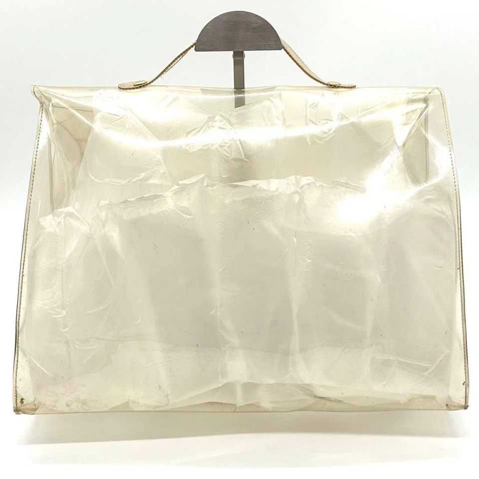 Bolso de Mano Hermes Kelly Vinilo Transparente Transparente Herrajes Dorados Auténtico Usado Foto 3 de 4