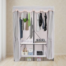 Portable Clothes Closet Wardrobe Foldable Shoe Garment Rack Organizer With Cover